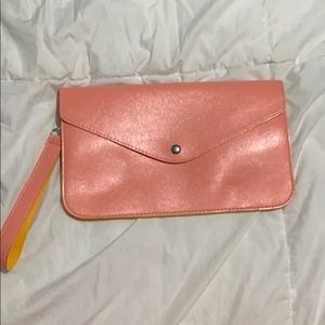 Coral pink clutch